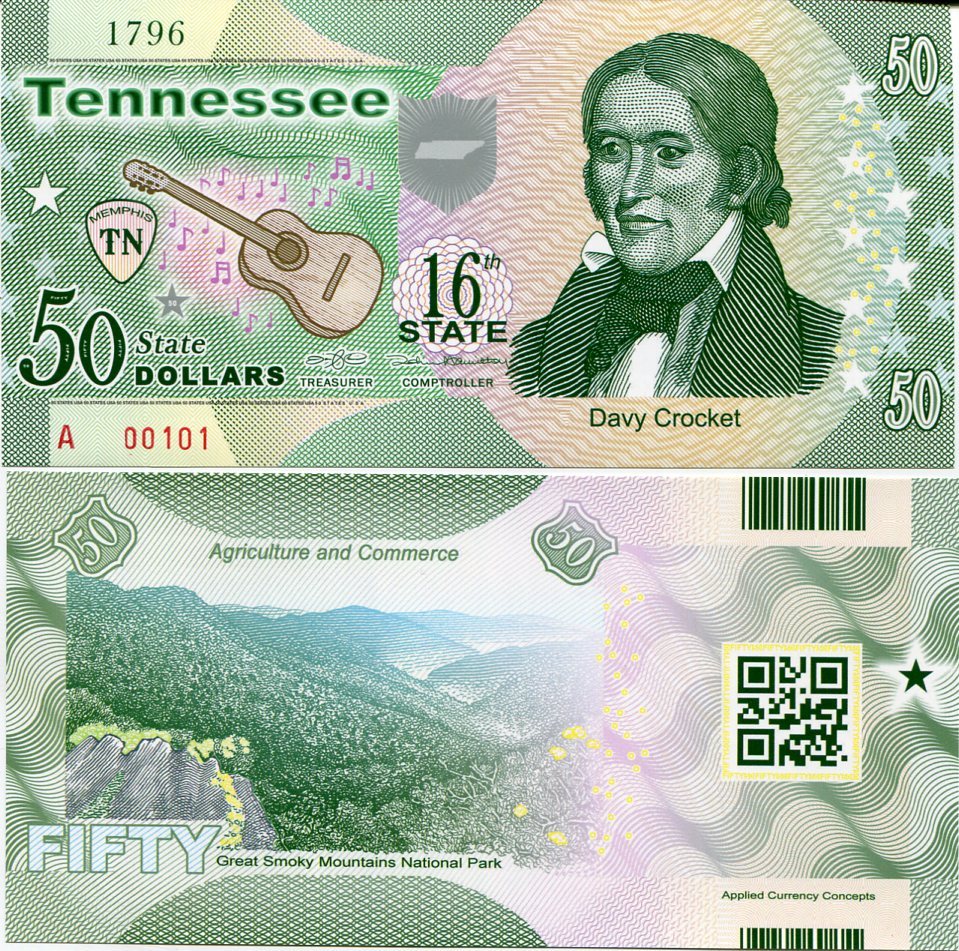 UNITED STATE USA. 50 D. 2015 POLYMER 16th STATE TENNESSEE