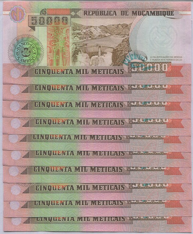 Mozambique 50000 Meticais 1993 P 138 UNC LOT 10 PCS