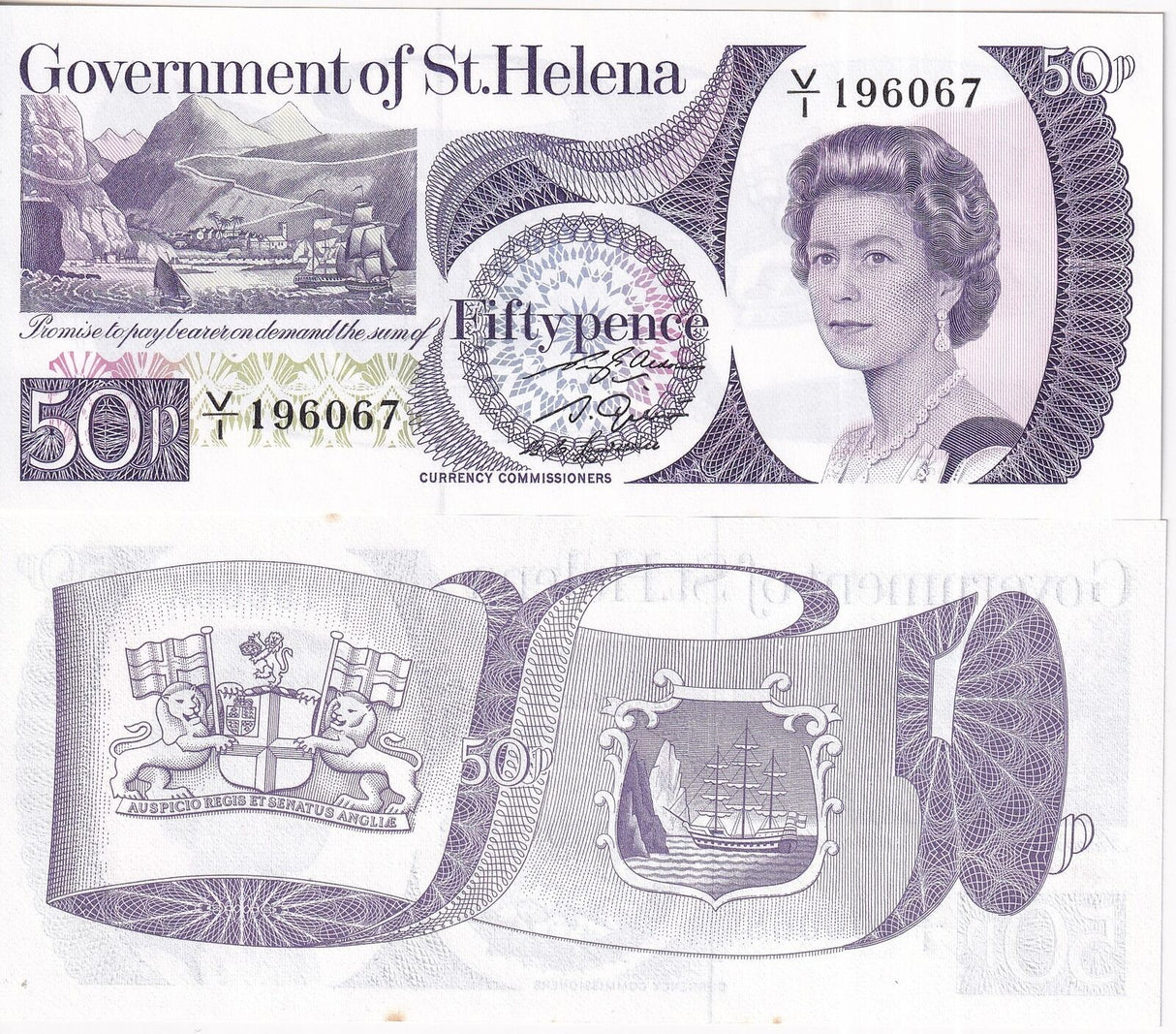 St. Helena 50 Pence ND 1979 P 5 a UNC Lettle Foxing