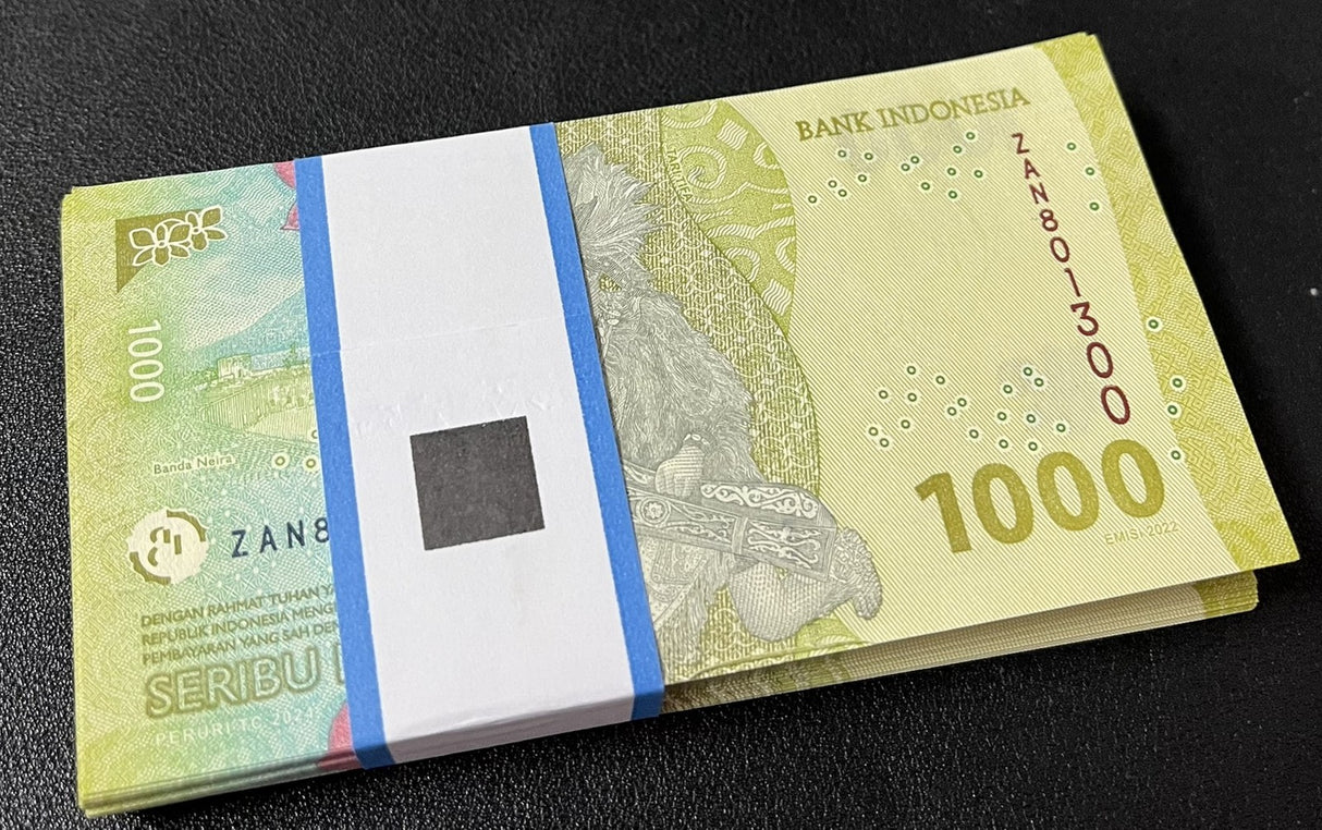 Indonesia 1000 Rupiah 2022/2024 P 162 UNC Lot 100 Pcs 1 Bundle