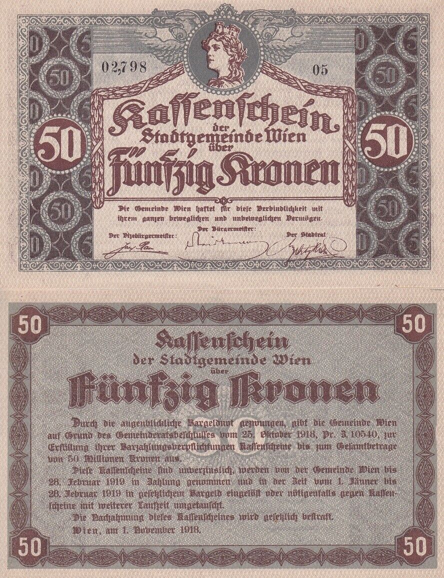 Austria 50 Kronen 1918 Vienna P Unlisted UNC LOT 3 PCS