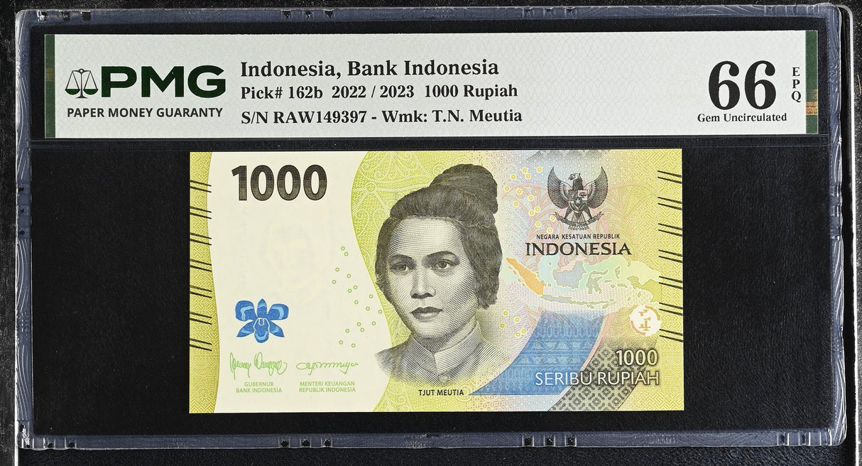Indonesia 1000 Rupiah 2022 / 2023 P 162 b Gem UNC PMG 66 EPQ