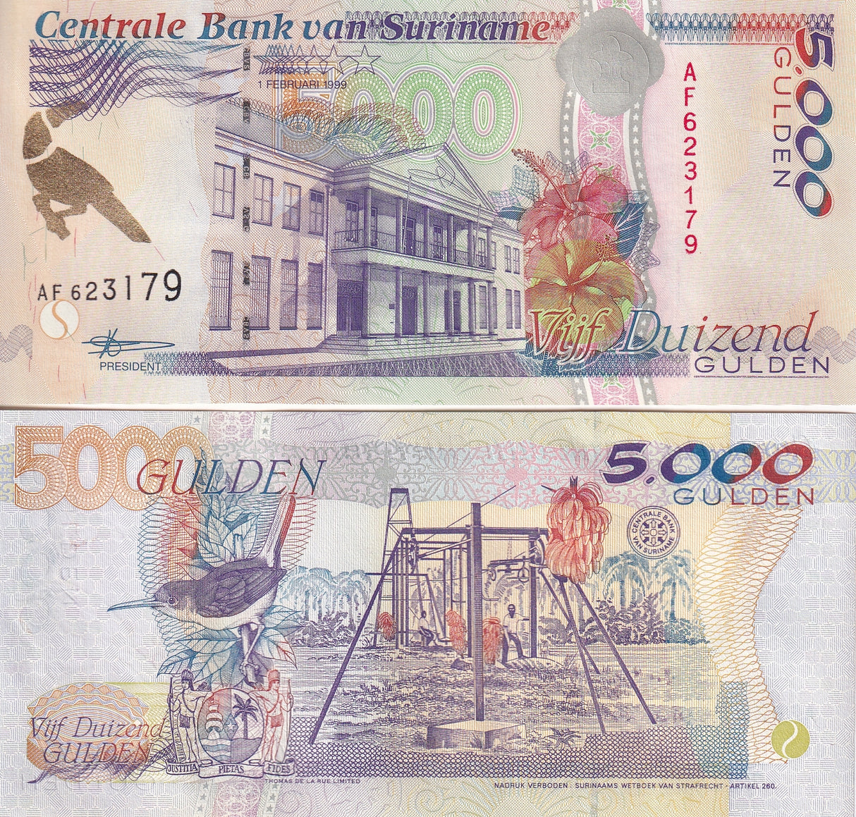 Suriname 5000 Gulden 1999 P 143 b UNC