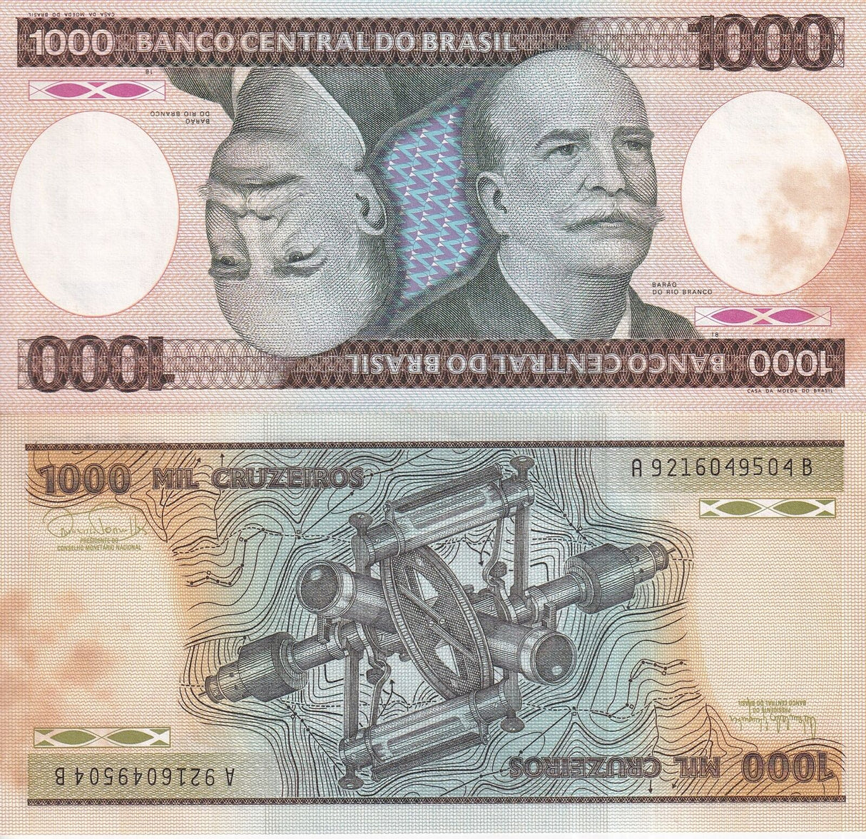 Brazil 1000 Cruzeiros ND 1986 P 201 d XF/AU Little tone