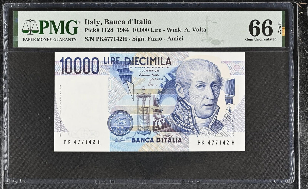 Italy 10000 Lire 1984 P 112 d Gem UNC PMG 66 EPQ