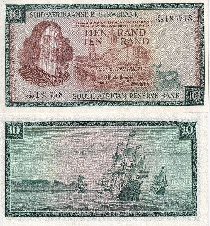 South Africa 10 Rand ND 1966-1976 P 114 c UNC