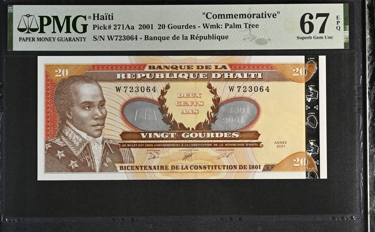 Haiti 20 Gourdes 2001 P 271Aa Commemorative Superb Gem UNC PMG 67 EPQ