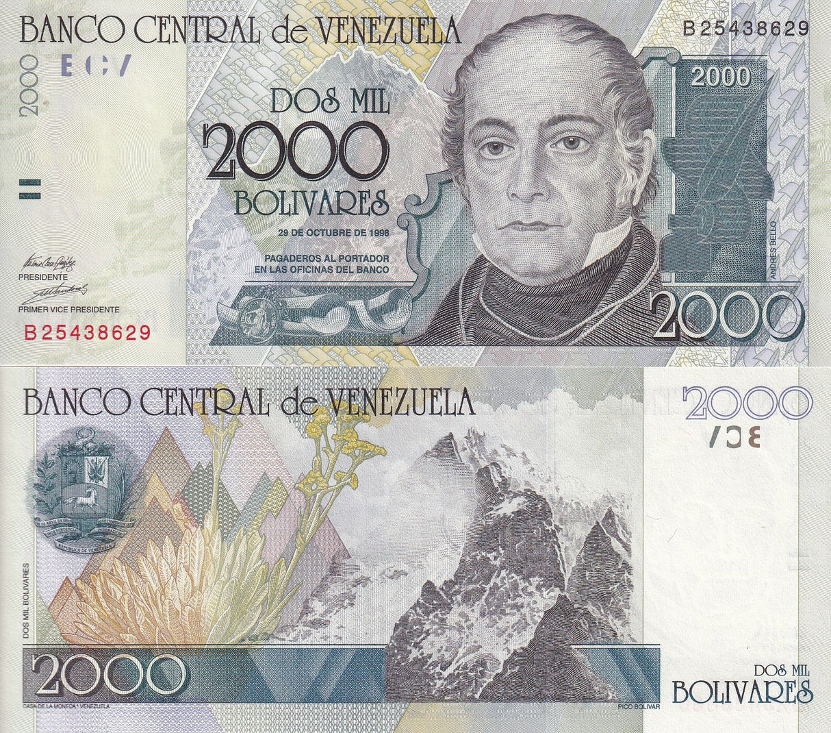 Venezuela 2000 Bolivares 29-10-1998 P 80 UNC