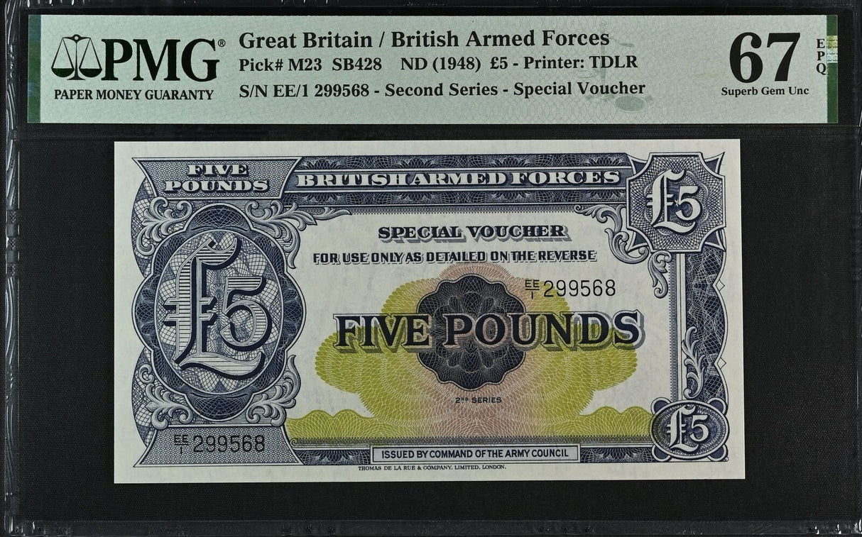 Great Britain 5 Pound ND 1948 P M23 Superb Gem UNC PMG 67 EPQ