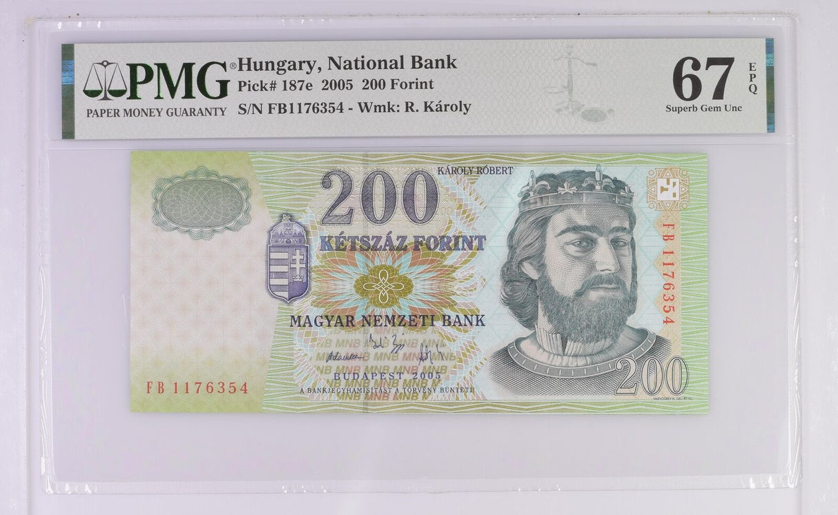 Hungary 200 Forint 2005 P 187 e Superb Gem UNC PMG 67 EPQ