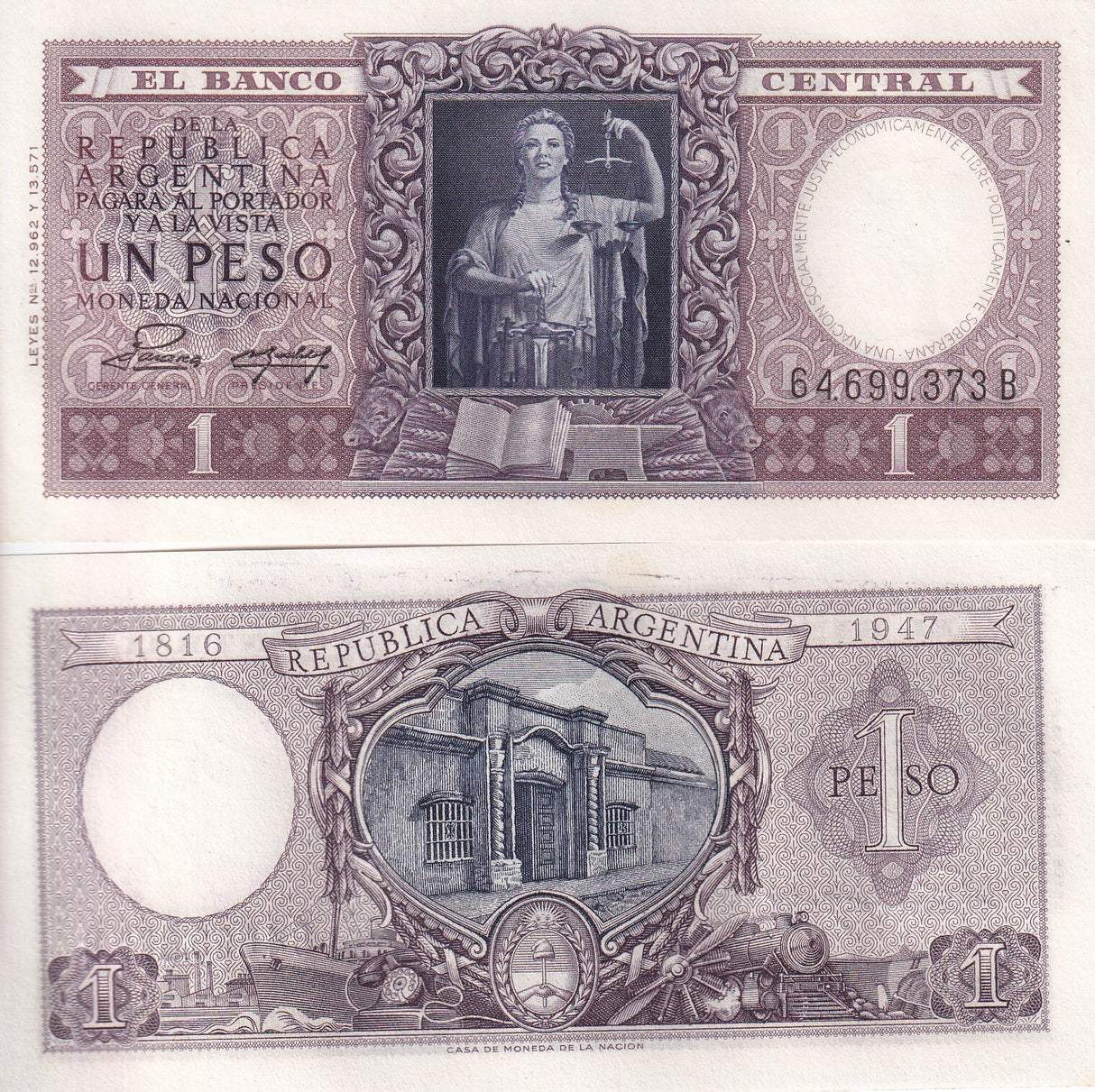 Argentina 1 Peso 1971 P 260 b UNC