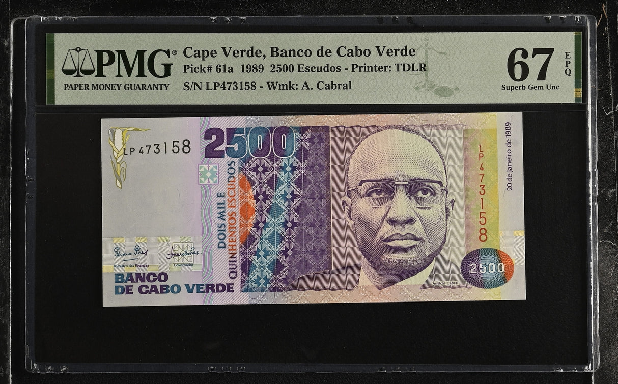 Cape Verde 2500 Escudos 1989 P 61 a Superb Gem UNC PMG 67 EPQ