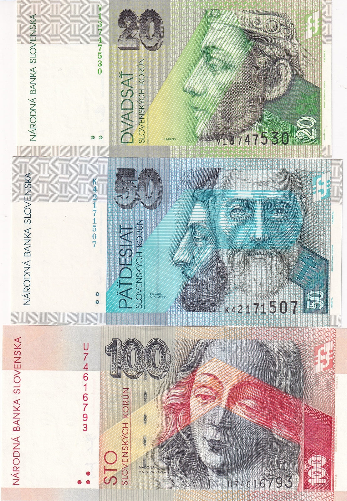 Slovakia Set 3 PCS 20 50 100 Korun 2004-2006 P 20 P 21 P 44 UNC