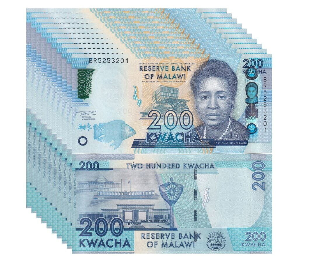 Malawi 200 Kwacha 2022 P 65A UNC LOT 10 PCS