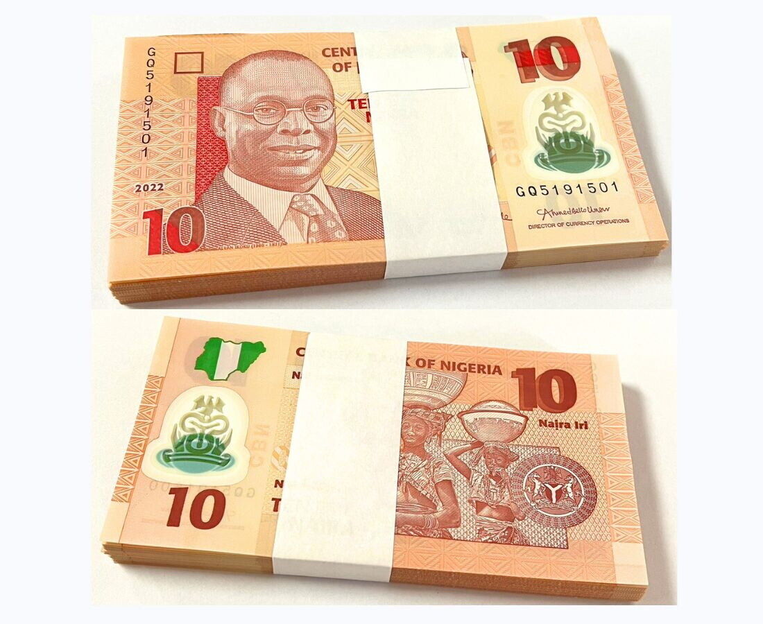 Nigeria 10 Naira Mixed Year P 39 Polymer UNC LOT 100 PCS 1 Bundle