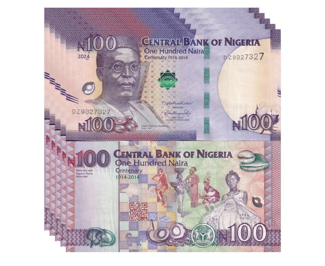 Nigeria 100 Naira 2024 P 41 DZ Replacement UNC LOT 5 PCS