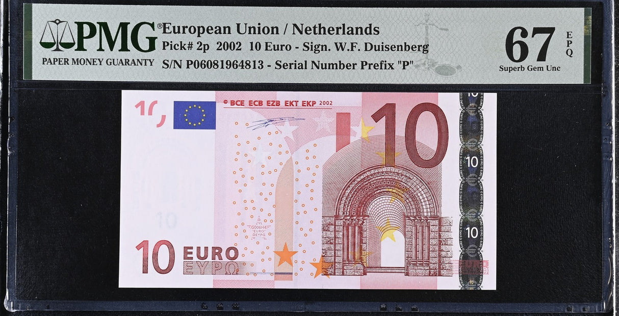 Euro 10 Euro Netherlands 2002 P 2 p Superb Gem UNC PMG 67 EPQ