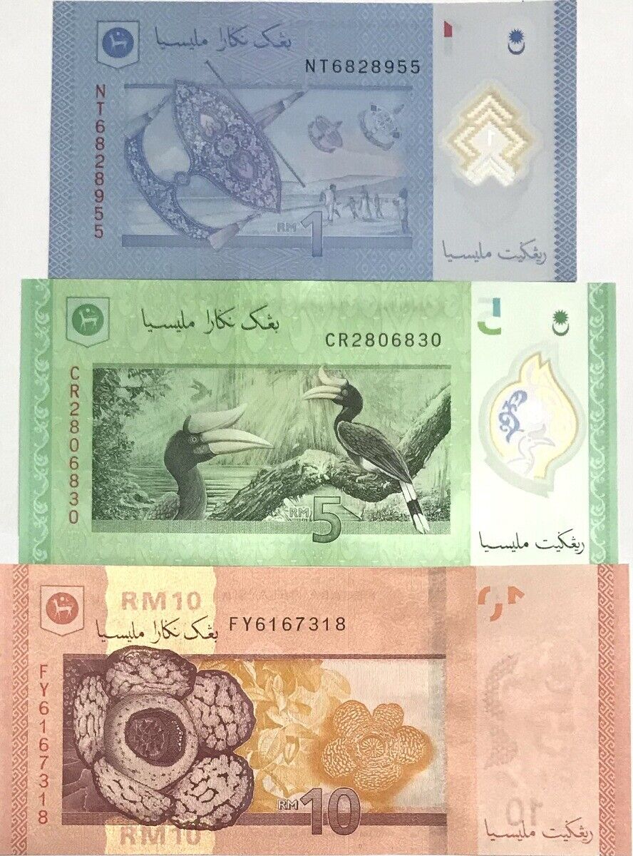 Malaysia Set 3 Pcs 1 5 10 Ringgit ND 2011 (2020) Random Sign P 51 52 53 UNC
