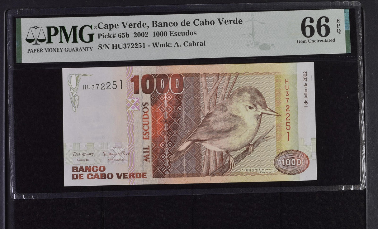 Cape Verde 1000 Escudos 2002 P 65 b Gem UNC PMG 66 EPQ