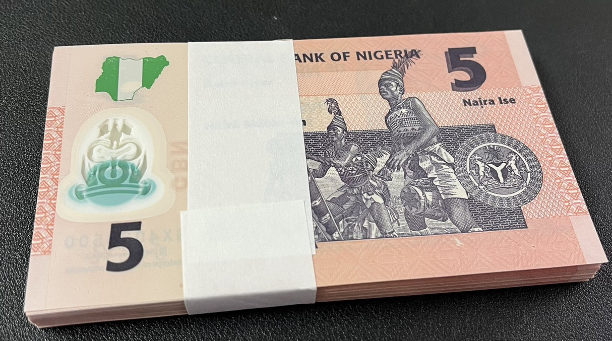 Nigeria 5 Naira 2024 P 38 Polymer AUnc Damage Printing LOT 100 PCS See Scan