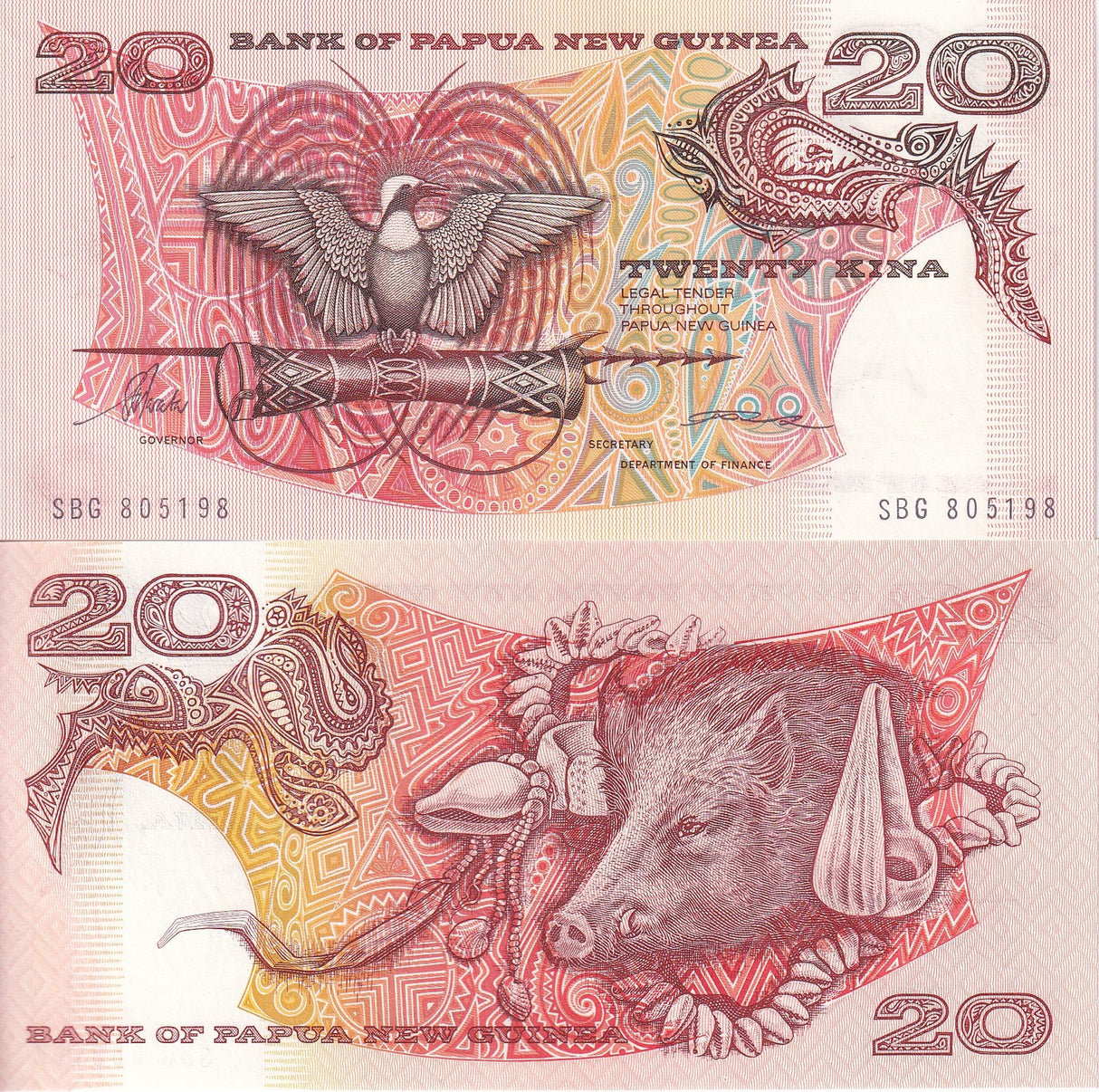 Papua New Guinea 20 Kina ND 1995 P 10 b UNC