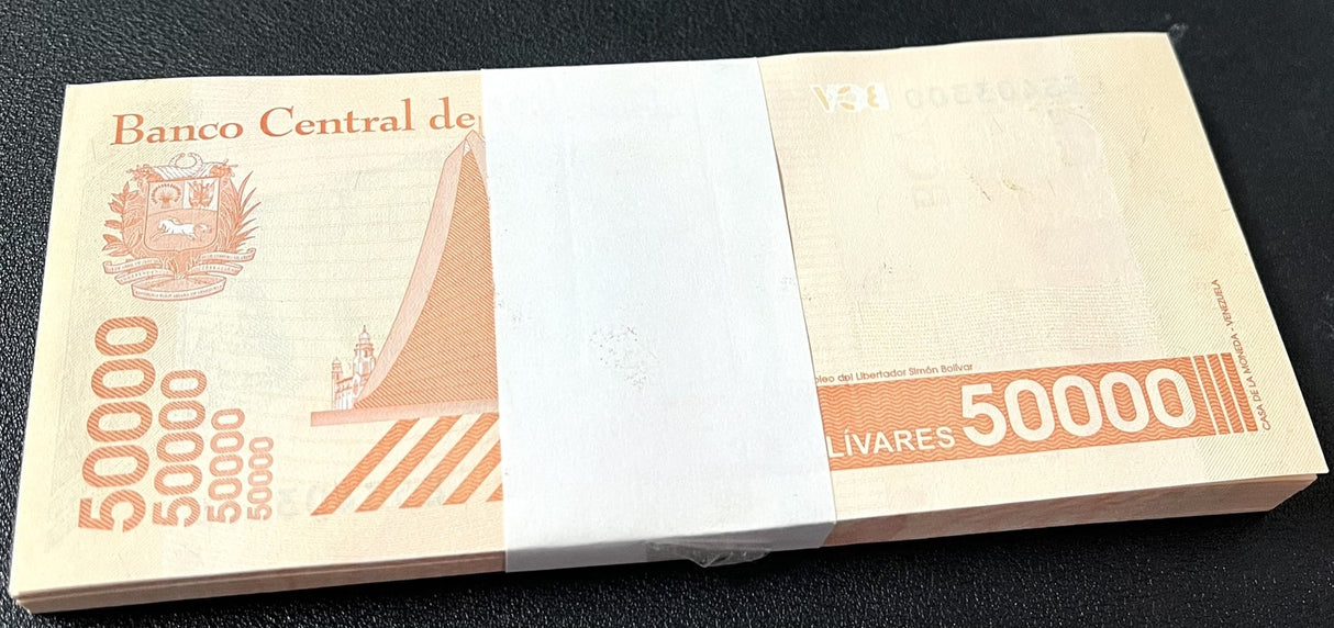 Venezuela 50000 Bolivares 2019 P 111 UNC LOT 100 Pcs 1 Bundle