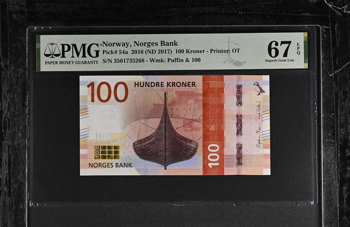 Norway 100 Kroner 2016 ND 2017 P 54 a Superb Gem UNC PMG 67 EPQ