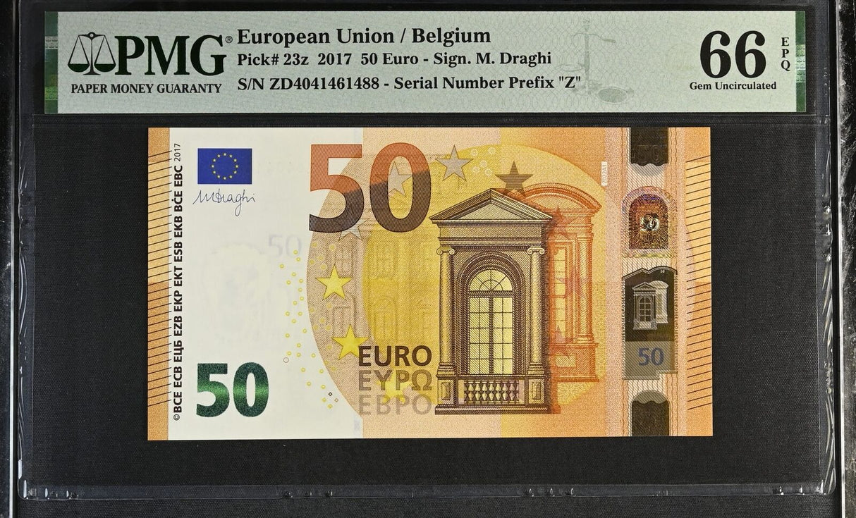 Euro 50 Euro 2017 Belgium P 23 z Gem UNC PMG 66 EPQ