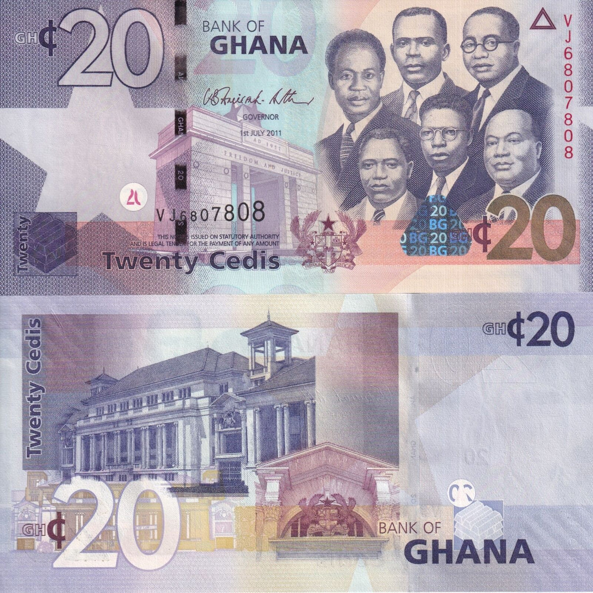 Ghana 20 Cedis 2011 P 40 UNC