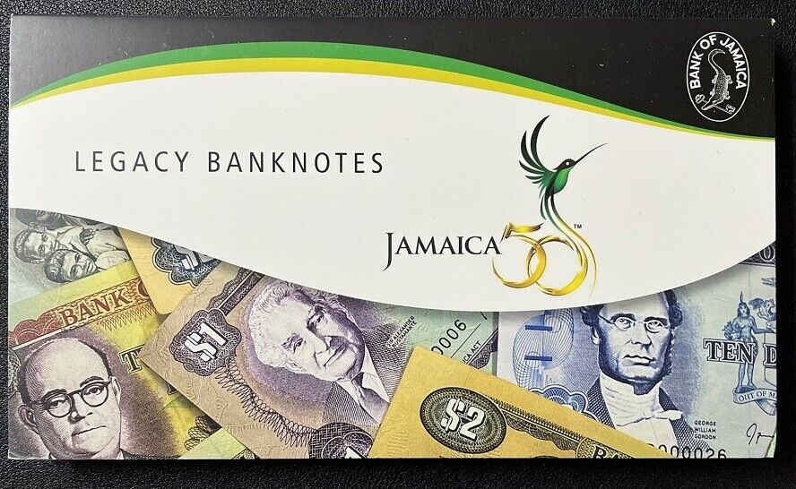 Jamaica SET 6 UNC 50 Cent 1 -20 Dollars 1970-99 P 53 68A 69 70 71 72 W/FOLDER