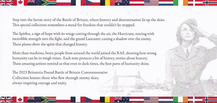 Set 3 Battle of Britain Commemorative 2023 Britannia Pound Collection W/Folder