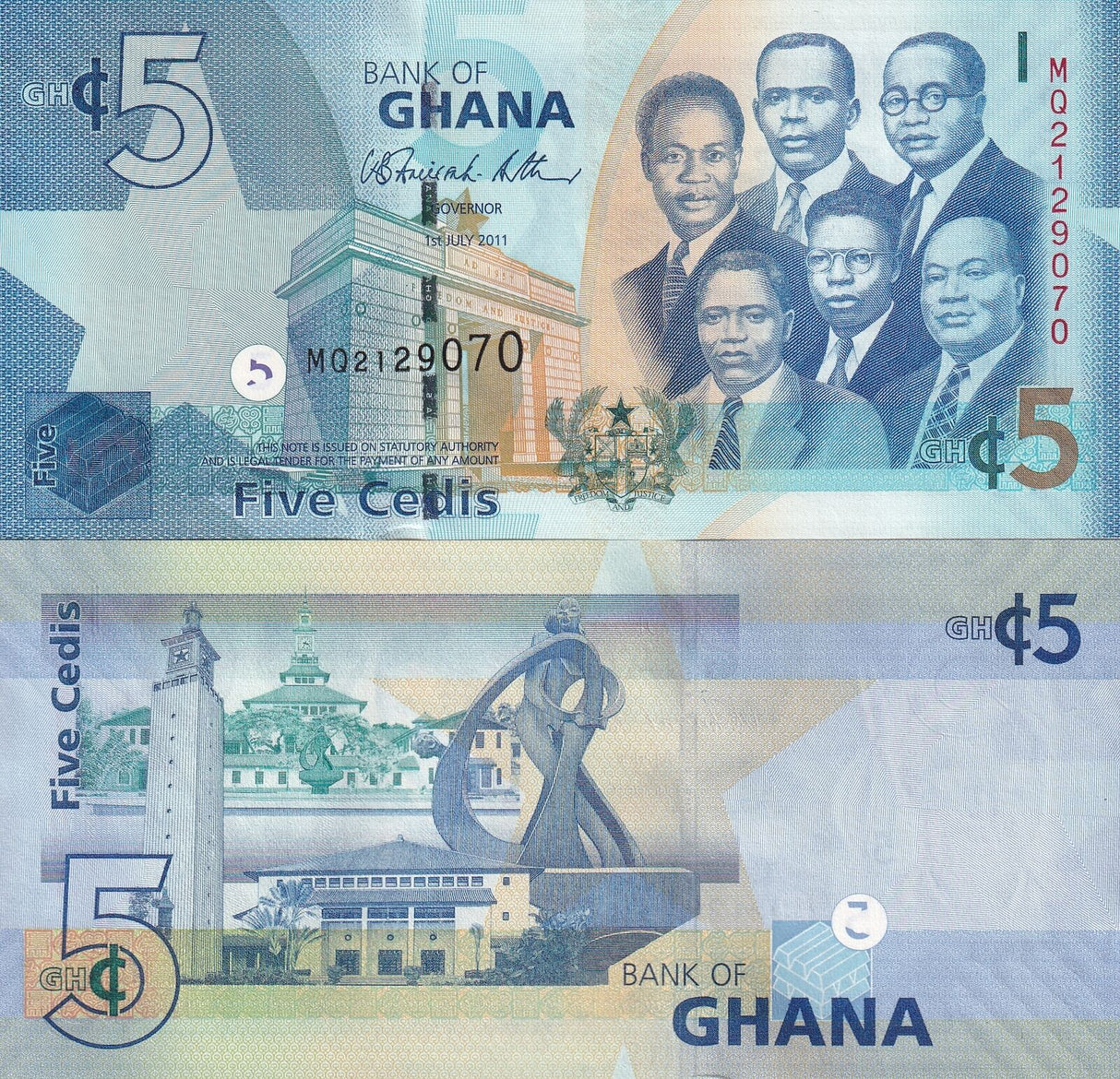 Ghana 5 Cedis 2011 P 38 c UNC
