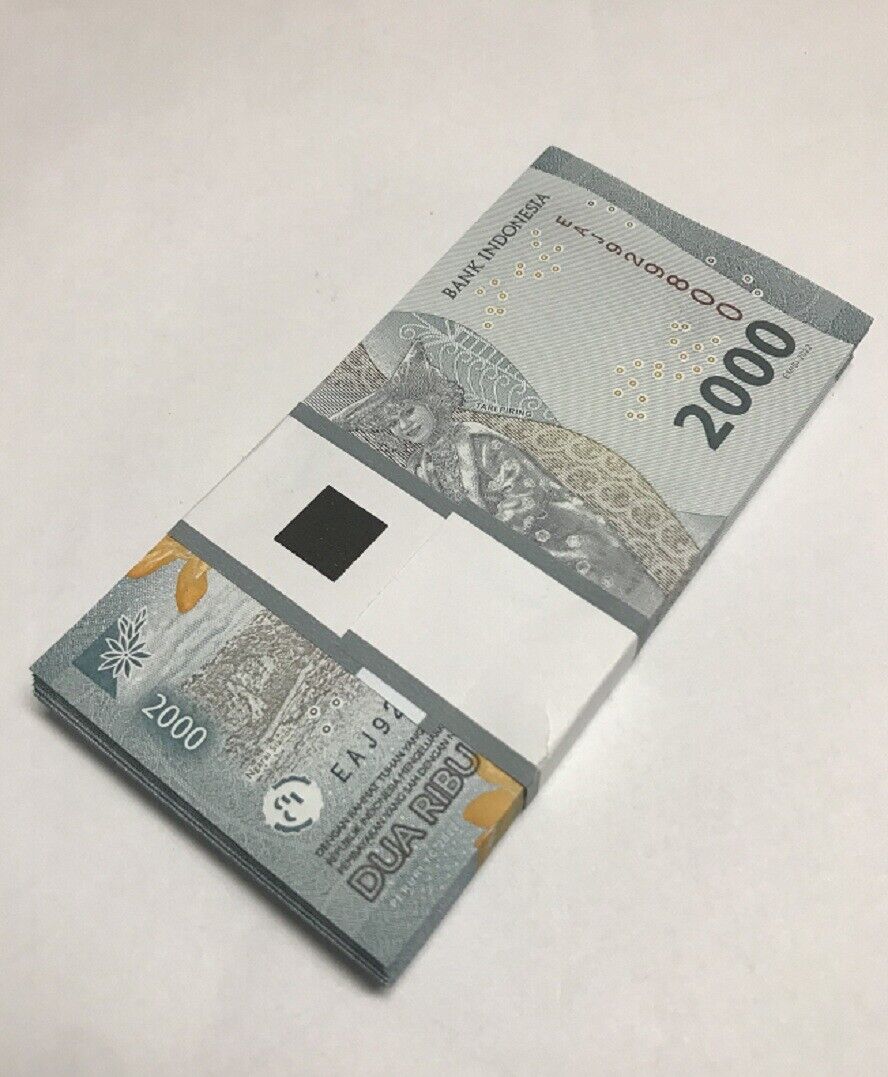 Indonesia 2000 Rupiah Random Year P 163 UNC Lot 100 Pcs 1 Bundle