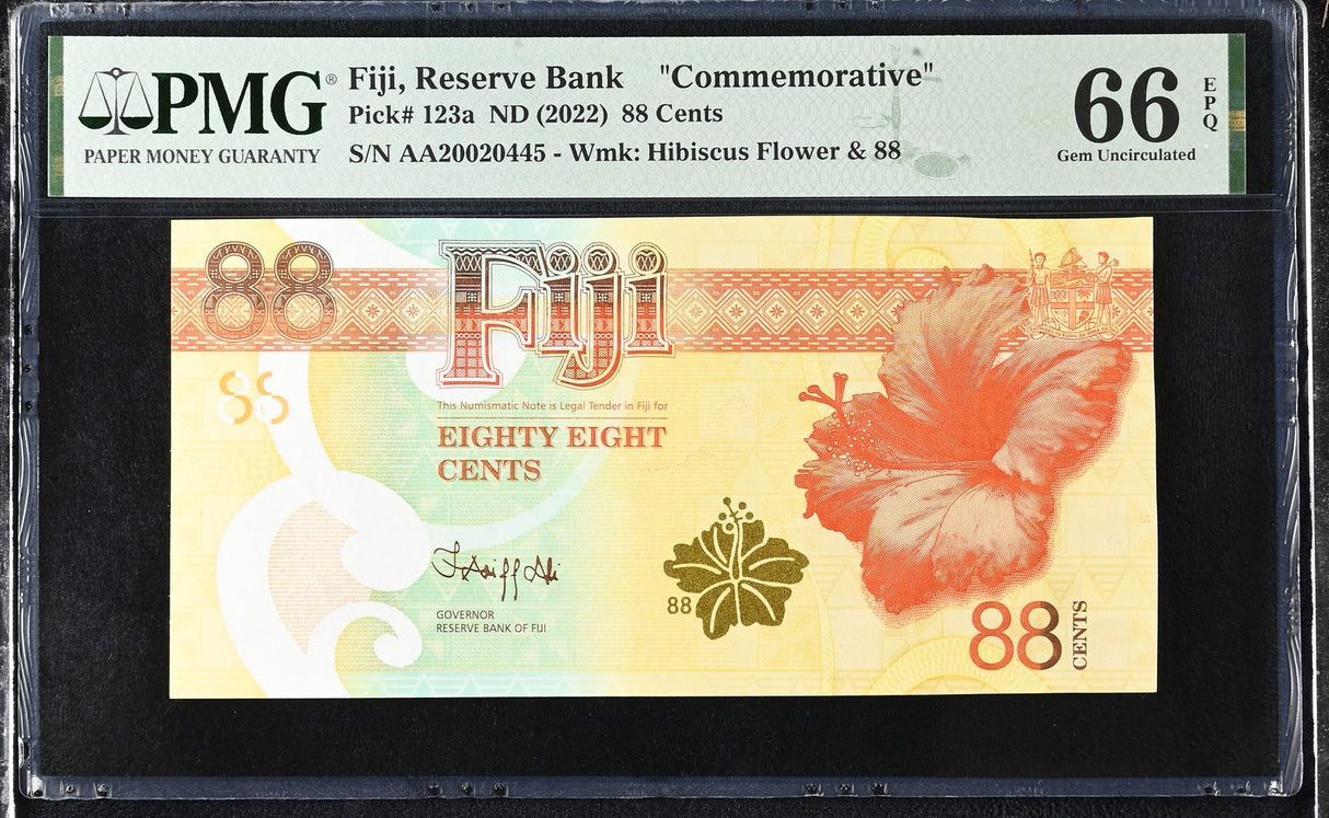 Fiji 88 Cents ND 2022 Comm. P 123 a AA Commemorative Gem UNC PMG 66 EPQ