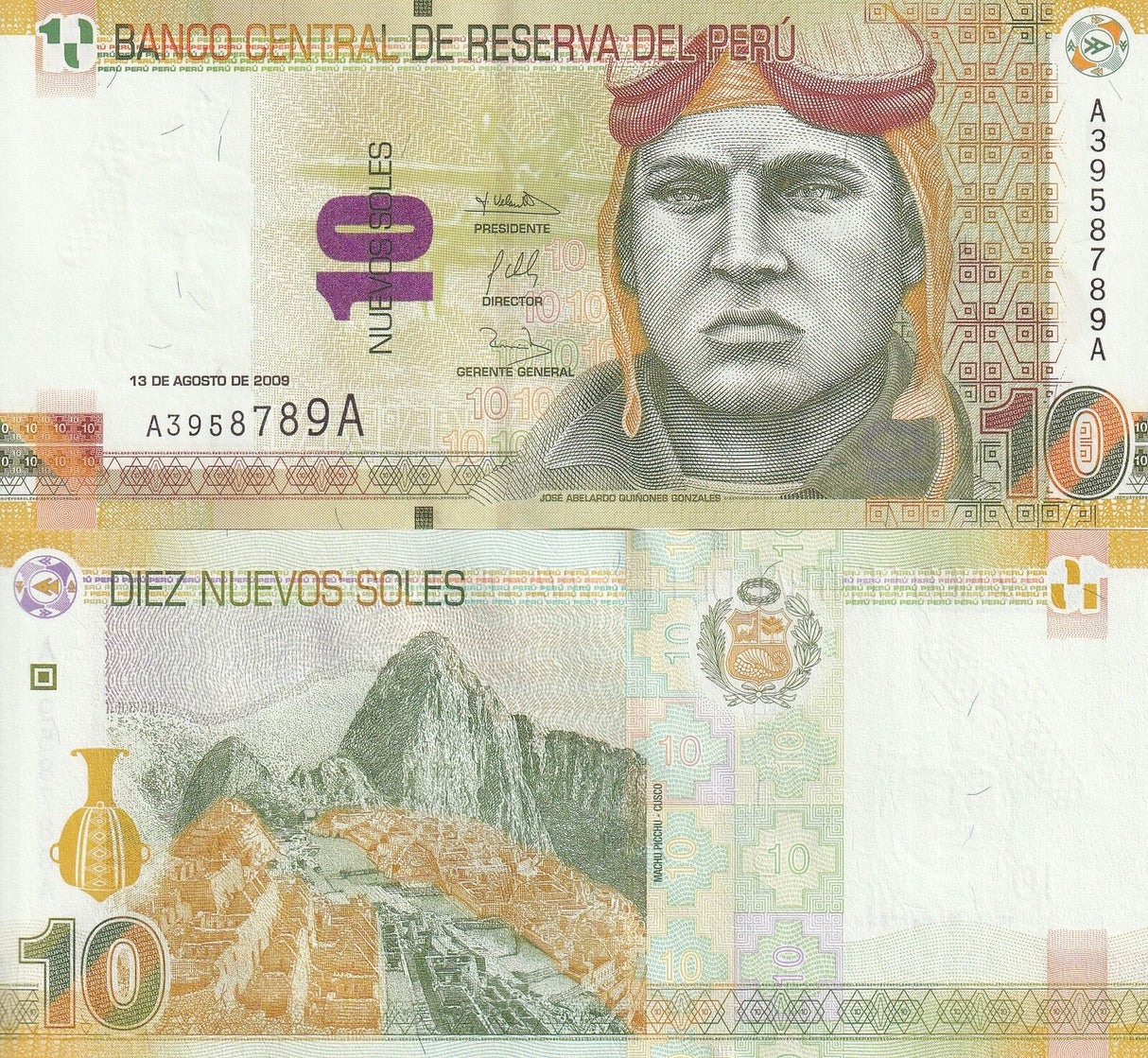 Peru 10 Nuevos Soles 2009 P 182 UNC