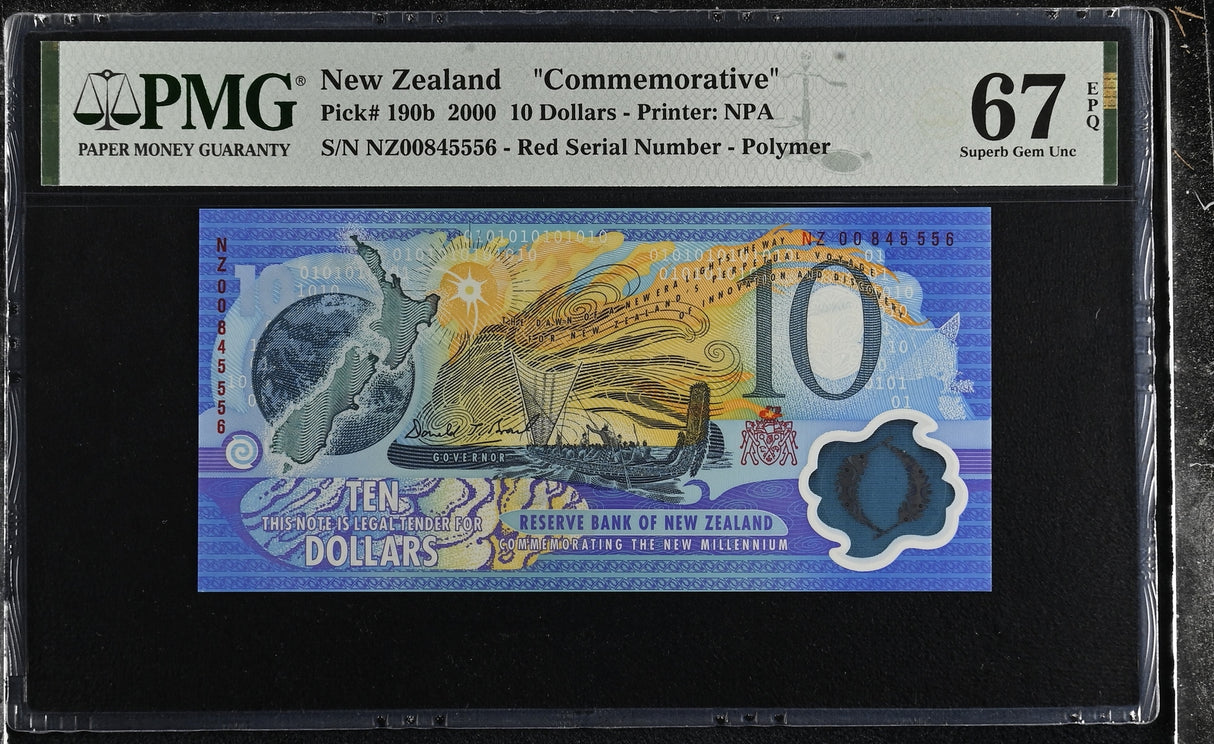 New Zealand 10 Dollars 2000 Commemorative P 190 b Superb Gem UNC PMG 67 EPQ