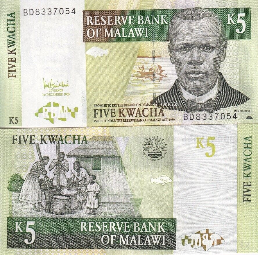MALAWI 5 KWACHA 2005 P 36 c UNC