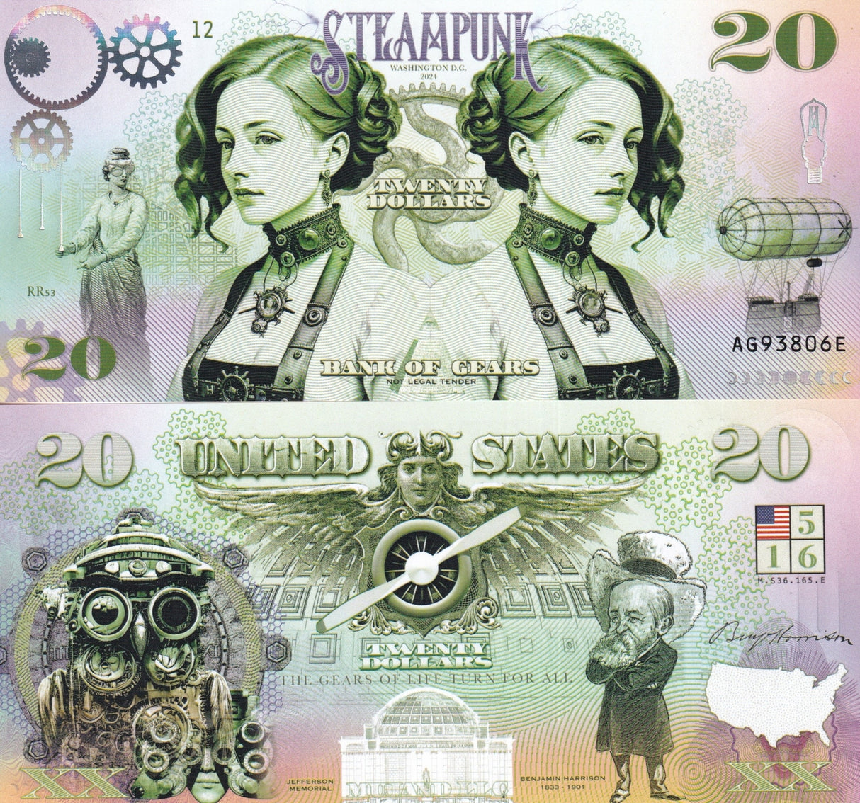 Steampunk USA 20 Dollars 2024 Fantasy Polymer