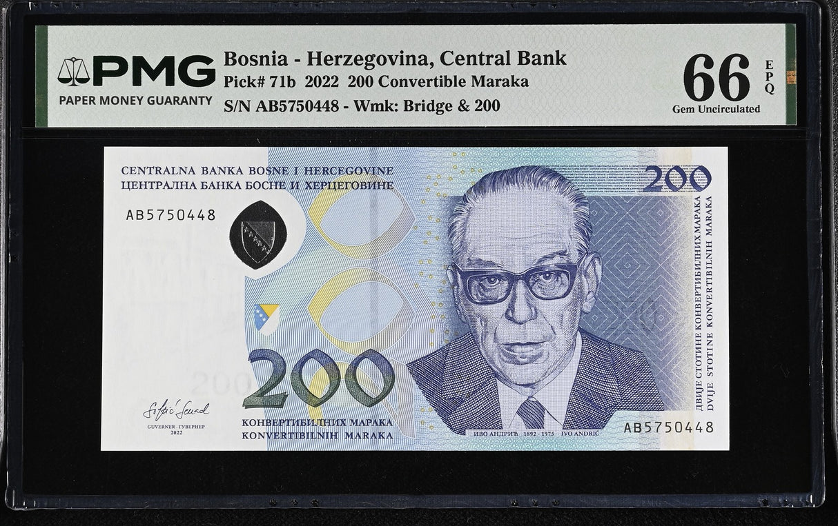 Bosnia 200 Convertible Maraka 2022 P 71 b GEM UNC PMG 66 EPQ