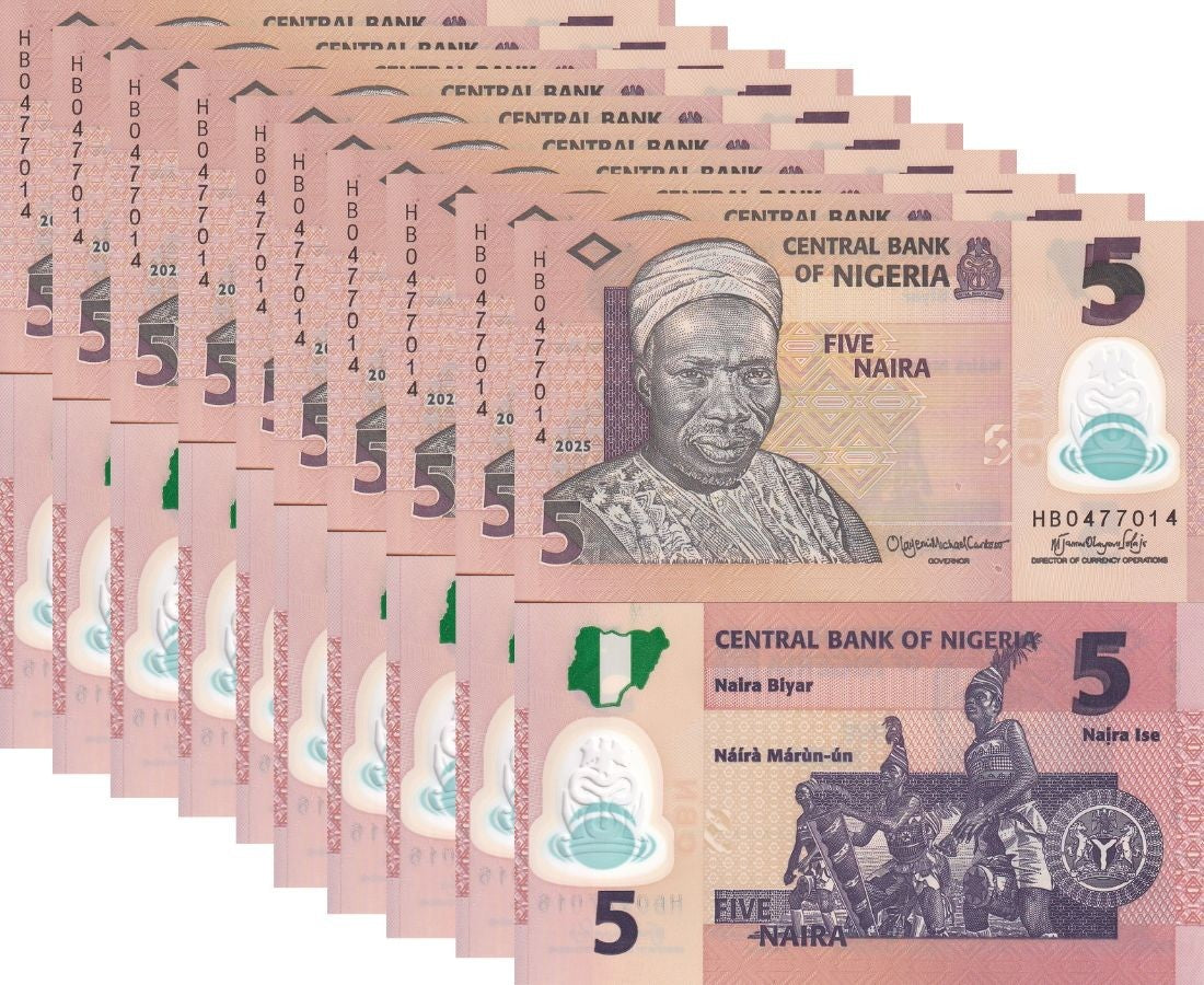 Nigeria 5 Naira 2025 P 38 Polymer LOT 10 UNC