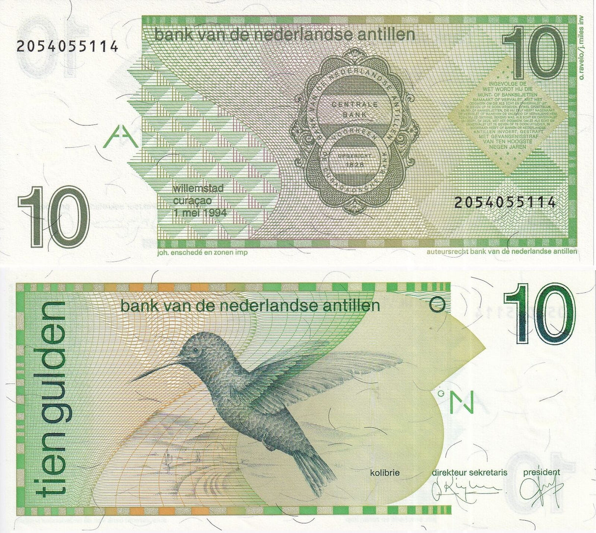 Netherlands Antilles 10 Gulden 1994 P 23 c UNC