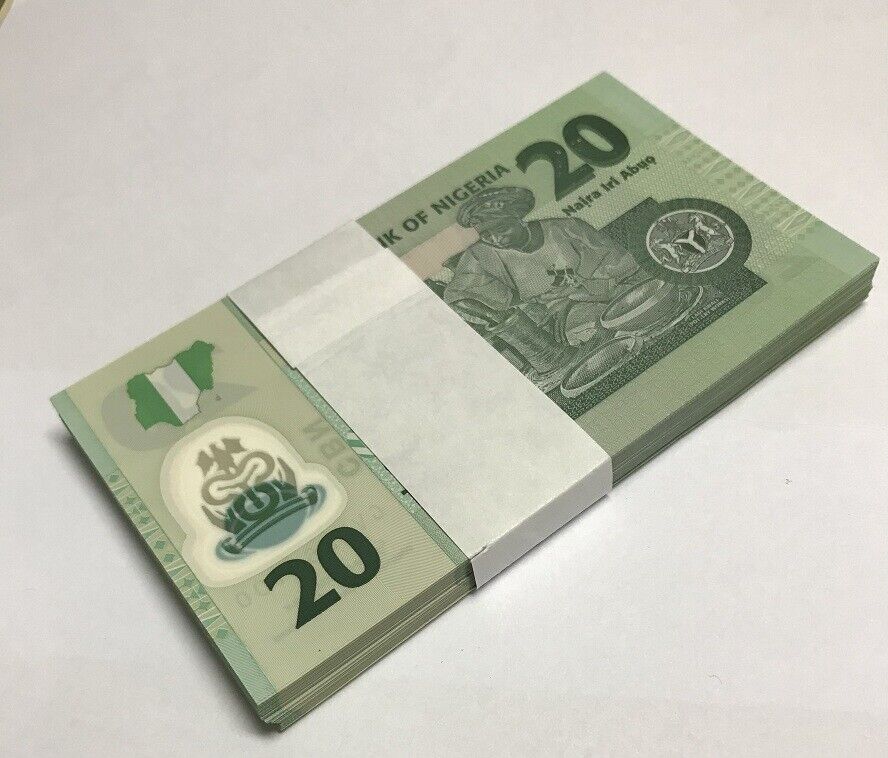 Nigeria 20 Naira Mixed Year P 34 Polymer Lot 100 UNC 1 BUNDLE