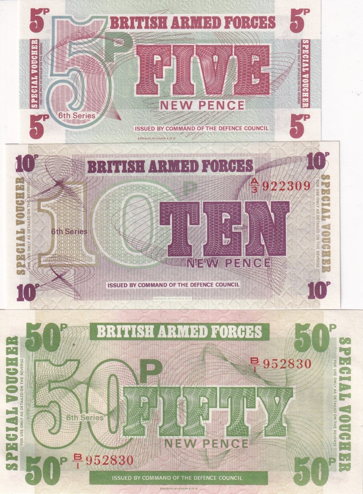 Great Britain Armed Forces Set 3 PCS 5 10 50 Pound P M47 M48 M49 UNC