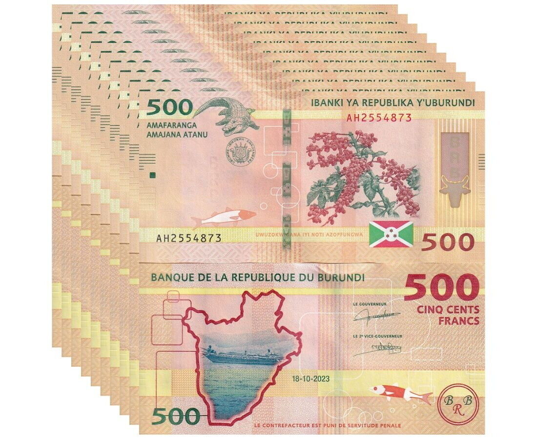 Burundi 500 Francs 2023 P 50 New Sign UNC LOT 10 PCS