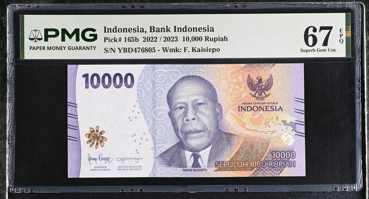 Indonesia 10000 Rupiah 2022 / 2023 P 165 b Superb Gem UNC PMG 67 EPQ