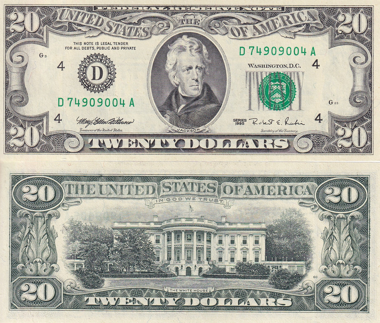 United States 20 Dollars USA 1995 P 500 Cleveland OH "D" UNC