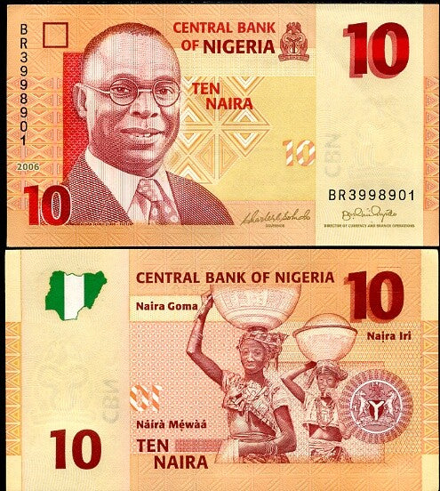 NIGERIA 10 NAIRA 2006 P 33 UNC