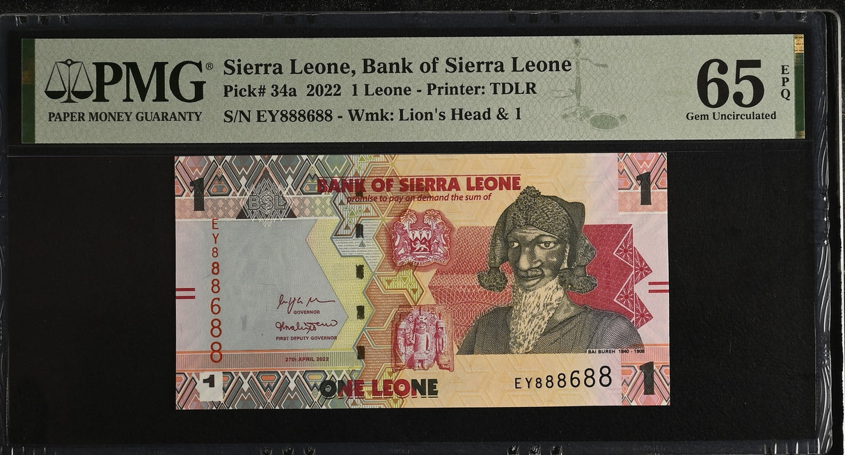 Sierra Leone 1 Leones 2022 P 34 a Nice Near solid 888688 Gem UNC PMG 65 EPQ