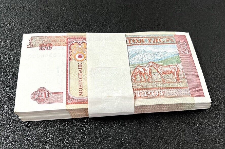 Mongolia 20 Tugrik ND 1993 P 55 UNC Lot 100 Pcs