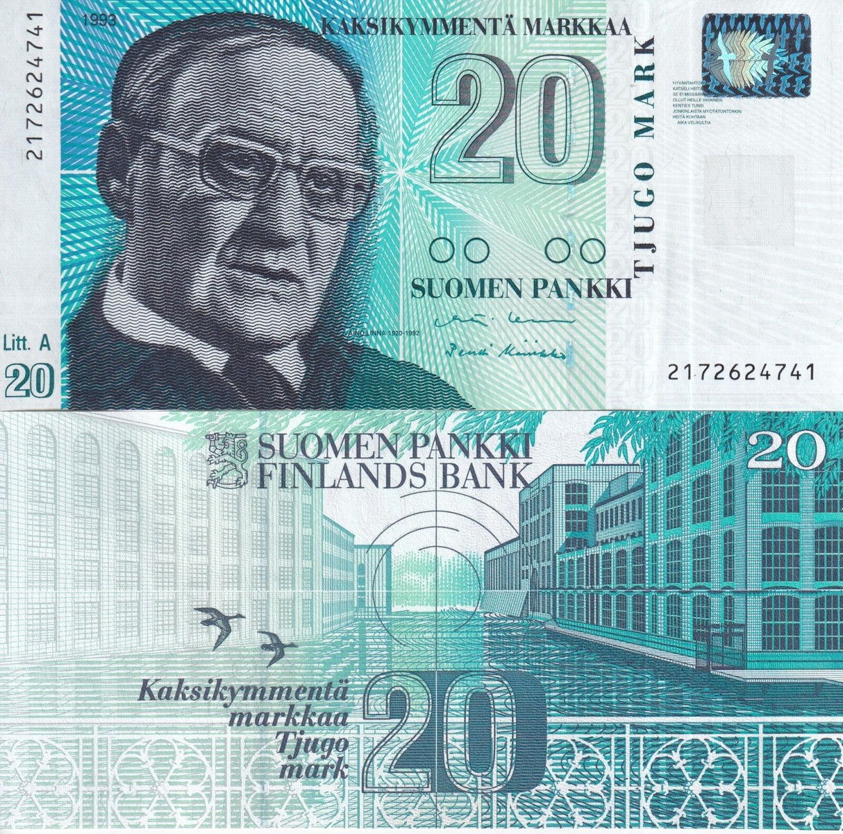 Finland 20 Markka 1993 Sign Korhonen Koivikko P 123 UNC